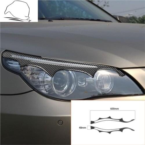 For BMW E60 5 series 2004-2010 Carbon Headlights Eyebrows Eye Lids Cover Eyelash Headlamp Refit Stickers Tuning Car Accessories