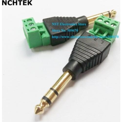 NCHTEK Terminal block to 6.35mm Stereo jack Male Adapter 3 pin Audio 2-part Set /Free Shipping/10PCS