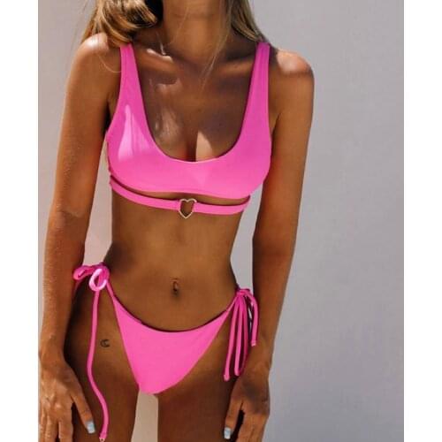 Heart-shaped Bikini Set Women Swimsuit Two Piece Bikinis Bandage Swimwear 2020 Girls Summer Beach Bathing Suit Brazilian Biquini