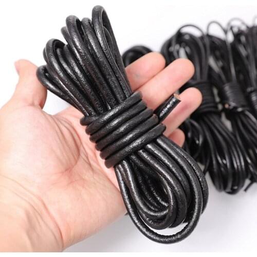 5m DIY leather rope leather handmade material round black bracelet necklace cowhide rope braided jewelry accessories