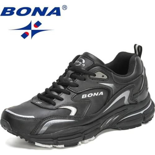 BONA 2021 New Designers Action Leather Running Shoes Men Multi Color Chunky Sneakers Sport Walking Shoes Man Youth Movement Shoe