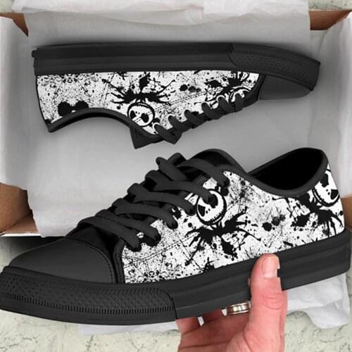 ELVISWORDS Sneakers Women Nightmare Before Christmas Print Classic Low Style Ladies Flats Shoes Woman Vulcanized Chaussure Femme