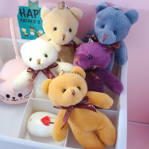 12cm Cute teddy bear plush bear toy bear gift child student girl boy keychain toy wedding birthday gift promotionc