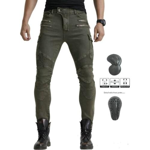 2021 new motorcycle army green jeans straight slim jeans zipper multi-pocket motorcycle jeans rider jeans