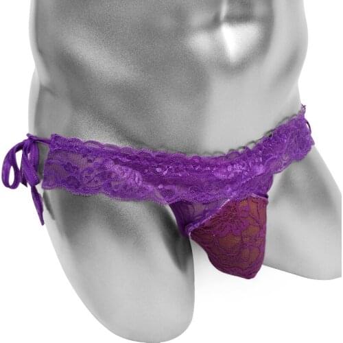 Sheer Sissy Panties With Penis Pouch Mens Underwear Bulge Pouch Lace Frilly Sexy Lingerie Gay Crossdresser Pouch Panties