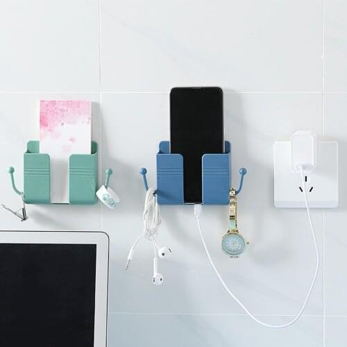 Wall Mounted Mobile Phone Charging Storage Organizer Plug Remote Control Storage Box Multifunction Holder Rack Bathroom shelf