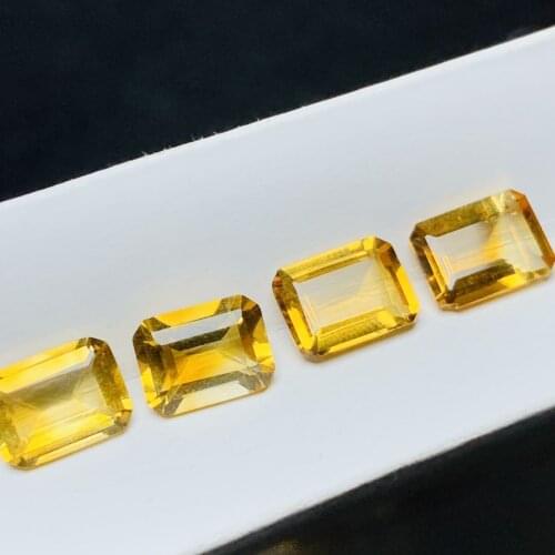 Natural Garnet Citrine Naked Gem Rectangular Small Octagon Ring Face Semi-Finished Loose Stone Jewelry Processing