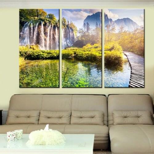 New 3 Pieces/sets Canvas Art Canvas Paintings 3 Panel HD Waterfall Tree Print Decorations For Home Wall Art Prints Canvas