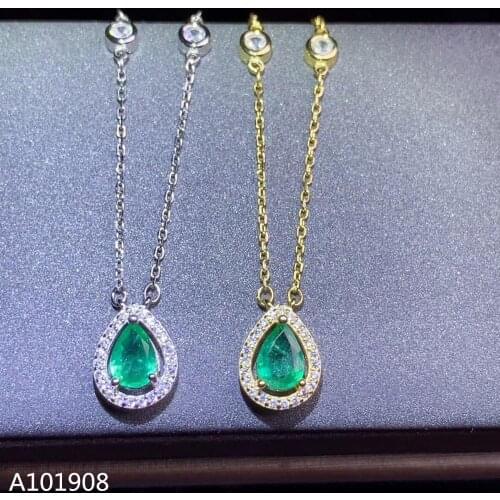 KJJEAXCMY boutique jewelry 925 sterling silver inlaid Natural emerald necklace Womens pendant supports inspection fine