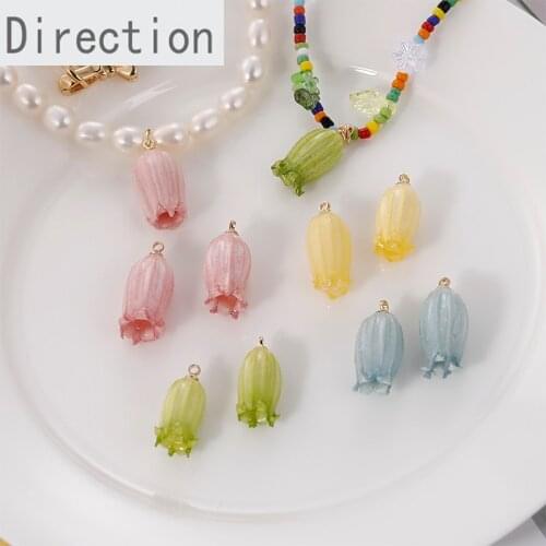 Real Flower Epoxy Campanula Pendant diy Handmade Bracelet Necklace Ear Jewelry Dried Flower Pendant Accessories 1PCS