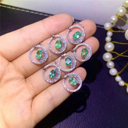 WEAINY Natural Emerald Pendant S925 Sterling Silver Woman Emerald Necklace Ladies Simple and Popular Personality Jewelry