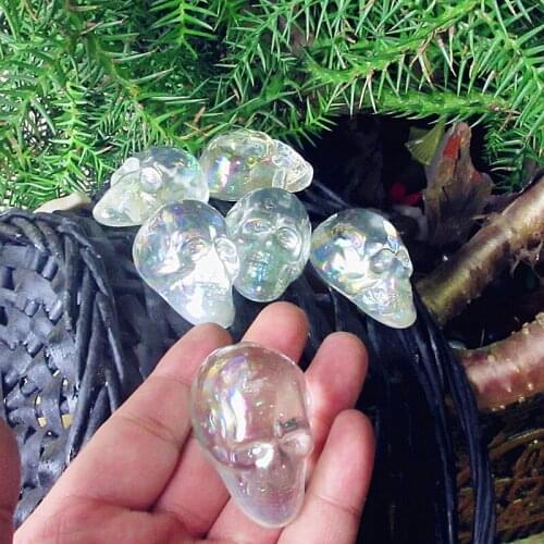 6pcs hand made transparent glass bead light skull figurines fairy garden decoration accessories Halloween glass animal statues