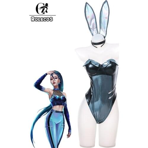 ROLECOS LoL KDA Kaisa Cosplay Bunny Girl Costume KDA ALL OUT Cosplay Costume Sexy Cosplay Women Bunny Suit Jumpsuit LOL Game Cos