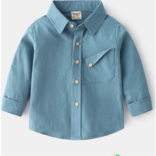 Boys' Long-sleeved Shirt Spring 2021 Baby Boys Cotton Top New Cartoon Animal Shirt Baby Spring Lapel Childrens Shirt Blouse30