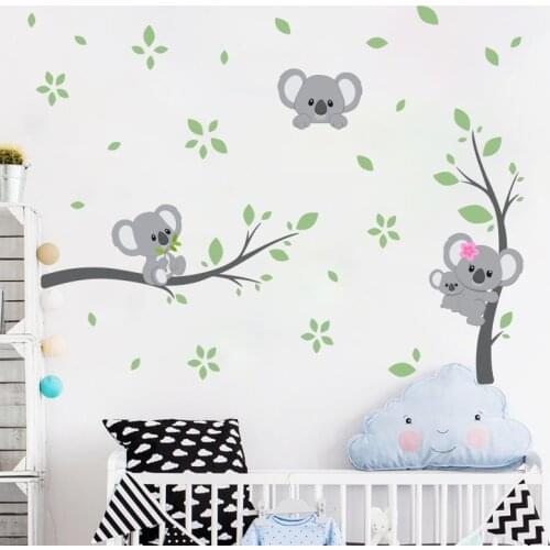 Cartoon Koala Wall Stickers for Kids Rooms Decoration Animal Sticker Baby Room Bedroom Decor Wallpaper Home Mural Nursery Decals