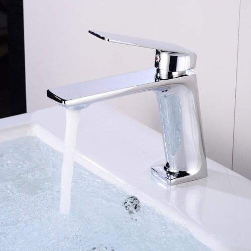 Basin Mixer Faucet Chrome Brass Bathroom Sink Faucet Single Handle Hole Basin Tap Deck Vintage Wash Hot & Cold Mixer Taps Crane