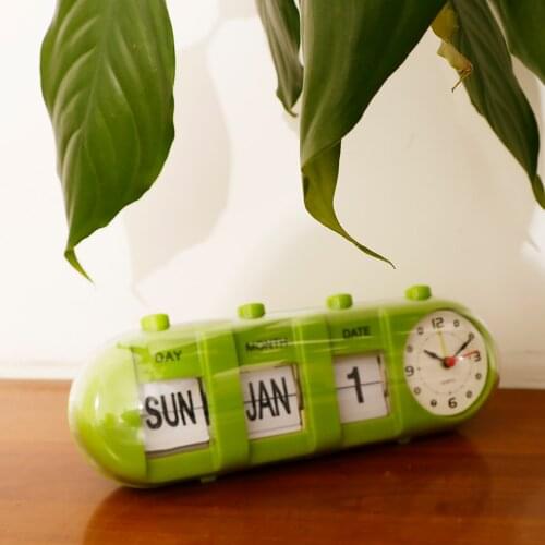 Modern Retro Digital Manual Flip Down Stand Metal Desk Table Clock-Green