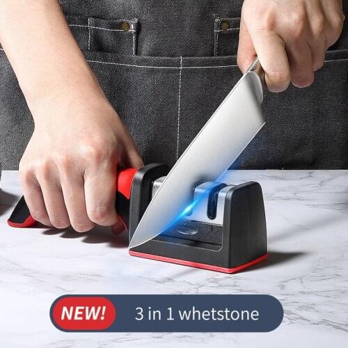 Knife Sharpener Stainless Steel 3 Stages Professional Kitchen Tool Sharpening Stone Manual Kitchen Grindstone Grinder Tools Des