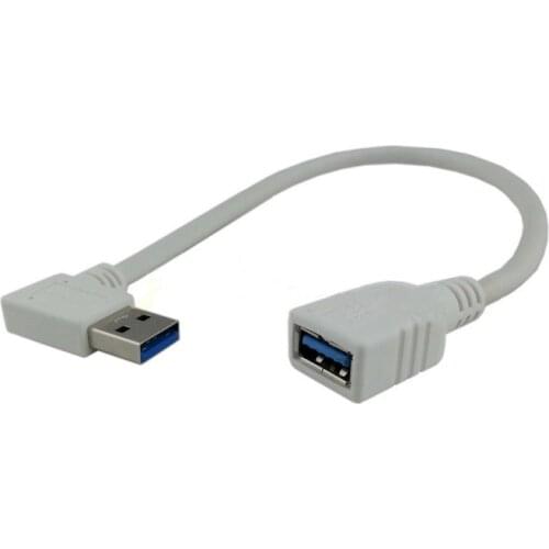 90 Degree left angle USB3.0 Male to female extension cable 20cm white color