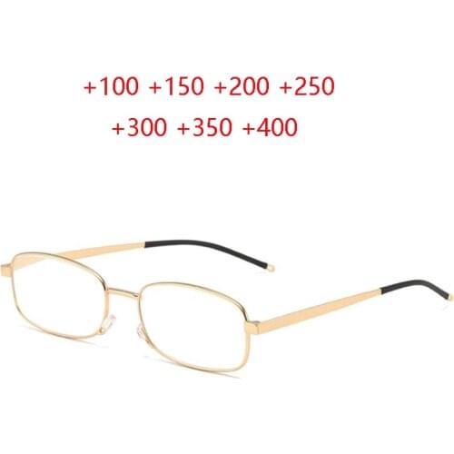 Ultra-thin Portable Metal Square Reading Glasses Women Men Anti-blue Light Reader Eyeglasses Magnifier With Case +1.0 +1.5 To +4
