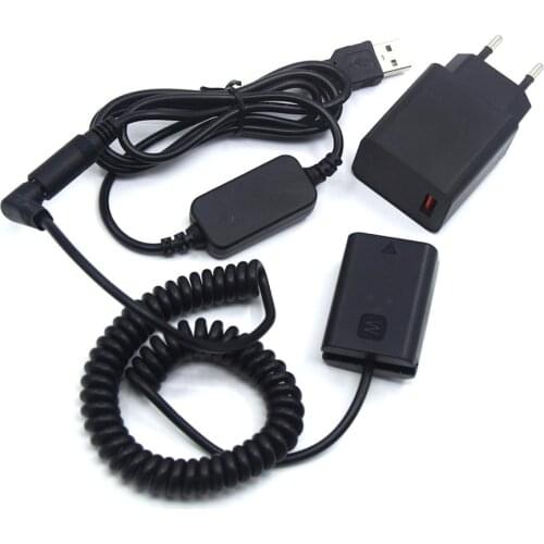 QC3.0 USB Charger+Power Bank AC-PW20 BC-VW1 USB Cable+NP-FW50 Dummy Battery for Sony A7S2 A7R A7RII a7m2 A6000 A6300 ZV-E10