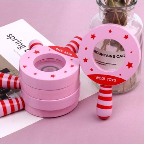 Toy Magnifier Green Pink Handheld Magnifying Glass Children Boys Girls Gift Present Explore Amazing Unknown Worlds Wood Handle