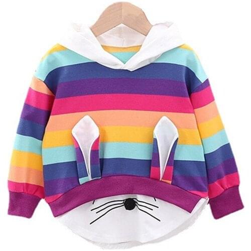 Spring Autumn Toddler Casual Costume New Baby Girls Fashion Long Sleeve Clothes Children Cotton Stripe Hoodies Kids Clothing