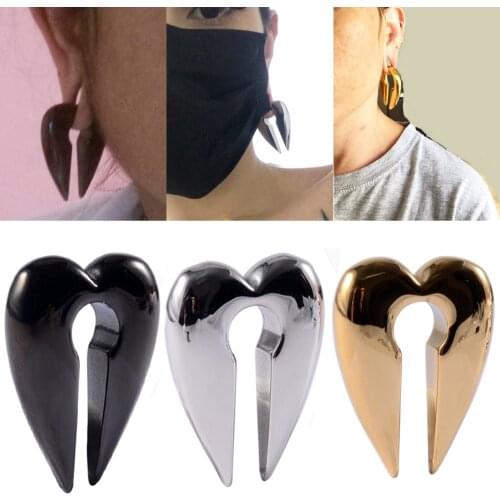 2pcs Heart Lock Stainless Steel Ear Plugs Ear Gauges Ear Expander Tunnels Weight Earrings Double Flared Lobe Piercing Jewelry