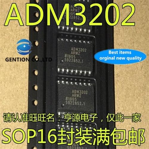10Pcs ADM3202ARWZ ADM3202A ADM3202 SOP16 Transceiver chip in stock 100% new and original