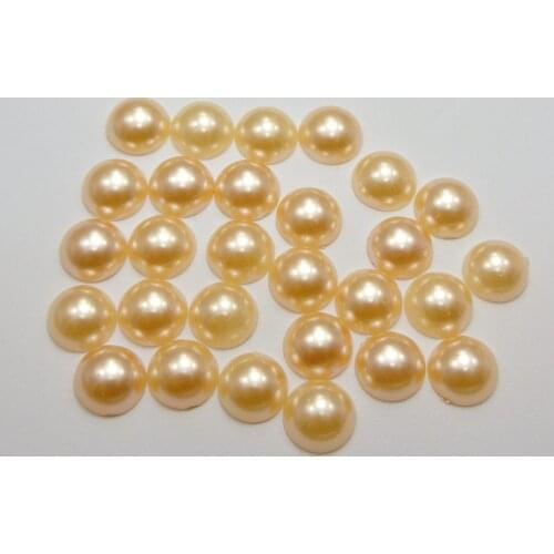 100 Champagne Half Pearl Bead 12mm Flat Back Scrapbook Craft