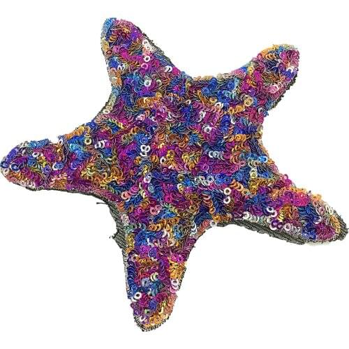 2pc Star Embroidery Patch Sew On Sequin Patches For Clothing Parches Bordados Para Ropa Beaded Applique Clothes 10x10cm AC1391
