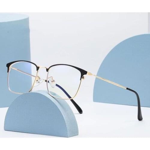 2021 New Arrival Retro Anti Blue Ray Full Rim Optical Eyewear Metal Frame Glasses For Unisex with Spring Hinges Hot Selling