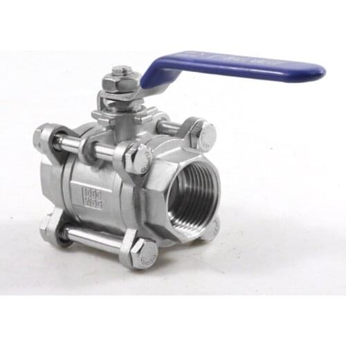 Full Port BSP Female Thread 3 Piece 304 Stainless Steel Ball Valve 1-1/2" 6.4Mpa Max 232 Degree Available