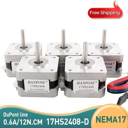 5pc 17HS2408 4-lead Nema17 Stepper Motor 42 motor with DuPont line 0.6A CE ROSH ISO CNC Laser Grind Foam Plasma Cut 3D printer
