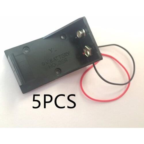 5PCS 9V Battery Clip Holder Case Box with Wire Leads DIY