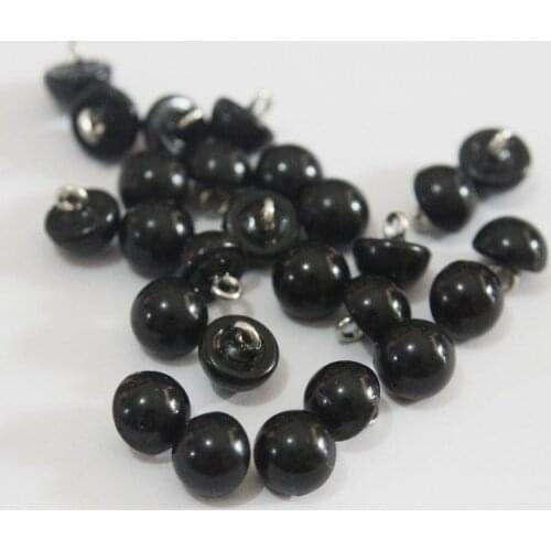 500pcs/lot 8/9/10/11.5/12.5/15/18/21/25mm half round full black button handscrew with meteal foot toy eyes --size option