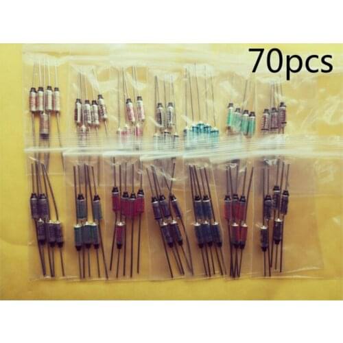 70pcs SEFUSE Cutoffs Temperature Control Thermostat Thermal Fuse SF70E To SF240E 10A 250V Assortment Kit