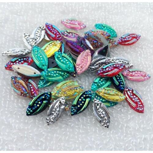 80pcs Horse eye Crystal 7*15mm Sewing Accessory Rhinestone Buttons 2 holes wedding decoration -Y66A