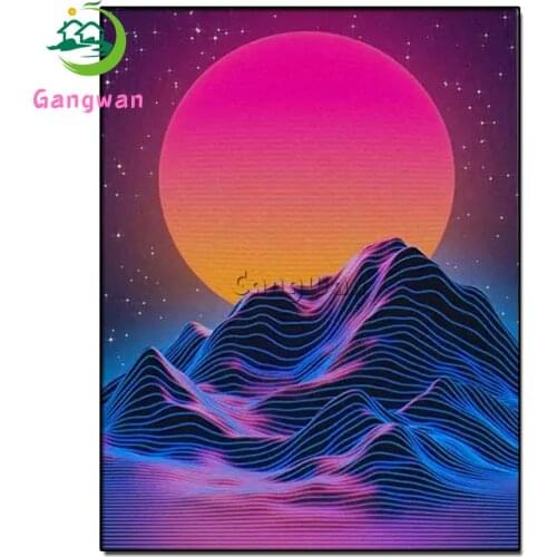 Big sun Diamond Embroidery Steam wave landscape Diamond Painting Full Square round drill Mosaic Cross Stitch Wall Art decor