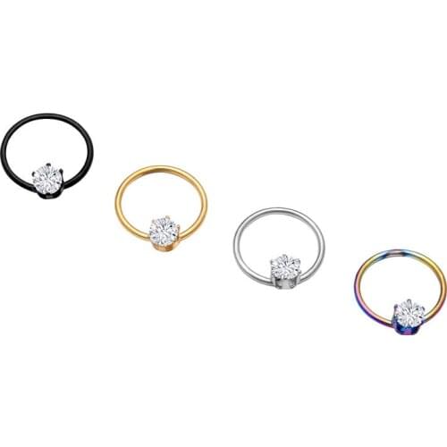 50pcs Free Shipping Surgical Steel seamless Open Hoop Nose/Lip/Eyebrow Tragus Cartilage Ring Earring CZ Shine Body Piercing NEW