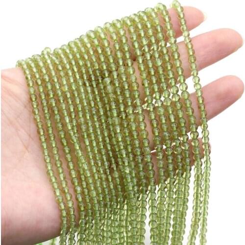 Natural Stone Beads Polished Round Scattered Olive Green Beading Stone Charms for Jewelry Making Necklace Bracelet Gift
