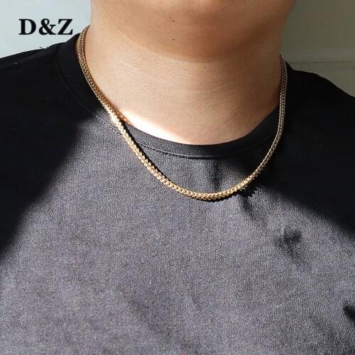 D&Z 3mm Stainless Steel Franco Chain In Gold Silver Color 18''20''22''24''Classical Choker Chain Mens Hip Hop Rappers Jewelry