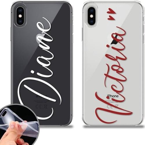 PERSONALISED phone case see through initials name soft silicone cover for iphone 11 12 Pro Max mini SE 6s Plus 7 8 X Xs max Xr