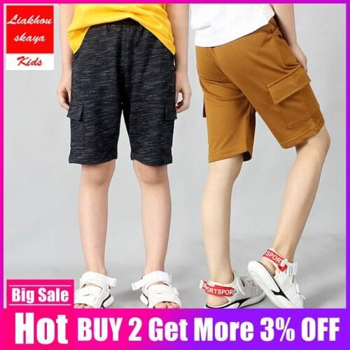 2019 Child Summer Casual Sports Shorts For Boys Pants Cotton Letter Cotton Knee Length Teenage Shorts Children Beach Trousers