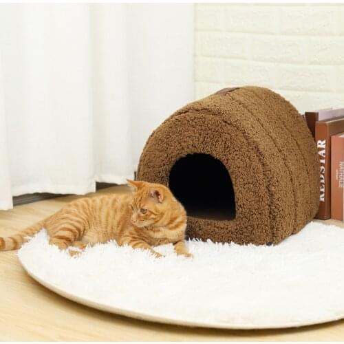Pet House Arched Shape Warm Winter Bed Pink Brown Cat Sleeping Bag Cushion Easy to Wash Easy to Take Puppy Kitten Pet Products