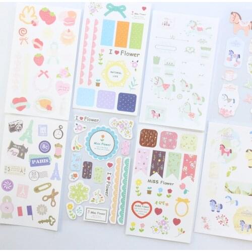 Domikee candy cartoon decoration stickers for diary planner notebook,kawaii lace flower animal stickers stationery for kids