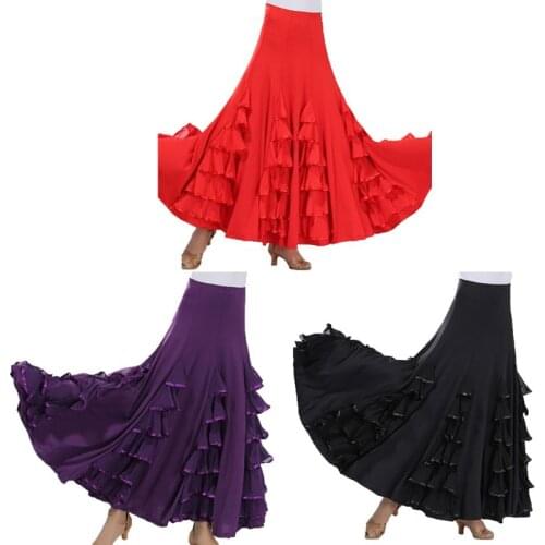 3 Color Elegant Ballroom Flamenco Dance Wear Waltz Long Big Swing Practice Swing Skirt Rave Party Stage Dancing Costumes