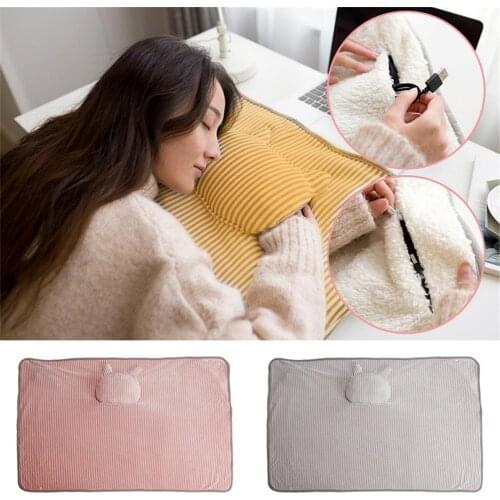 Electric USB Heating Blanket Winter Warmer Heating Blanket Home Office Back Knee Warmer Portable Soft Plush Fabric Blanket