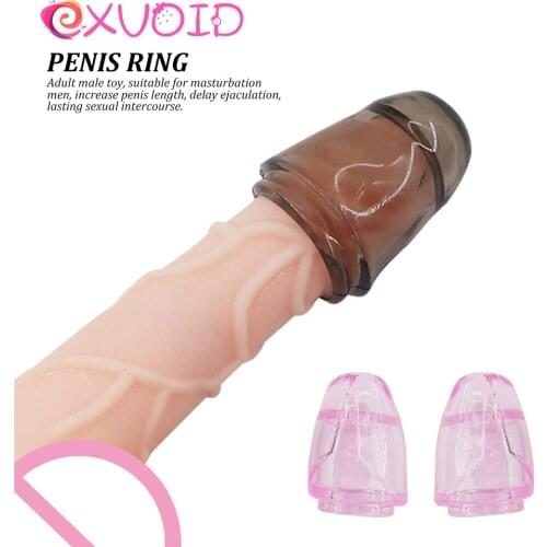 EXVOID 2PCS/Box Penis Erection Ring Delay Ejaculation Male Chastity Device Sex Toys for Couples Glans Penis Cover Condom