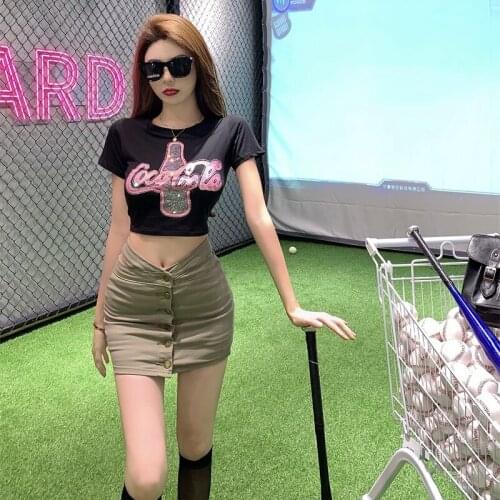 T-shirt Womens New Summer Short Short Short Black Short-sleeved Top Thin Section Careful Machine Hot Girl Womens Clothing